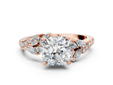 Rose gold Cushion Solitaire Marquise Twist Band with Six-Prong Setting_80