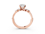 Rose gold Cushion Solitaire Marquise Twist Band with Six-Prong Setting_83