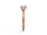Rose gold Cushion Solitaire Milgrain Engraved Band with Four-Prong Setting_14