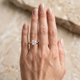 Rose gold Cushion Solitaire Milgrain Engraved Band with Four-Prong Setting_4