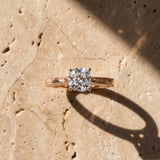 Rose gold Cushion Solitaire Milgrain Engraved Band with Four-Prong Setting_7