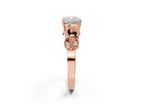 Rose gold Cushion Solitaire Milgrain Leaf Band with Prong Setting_5