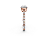 Rose gold Cushion Solitaire Pavé Band Prong Setting Ring_22