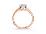 Rose gold Cushion Solitaire Pavé Band Prong Setting Ring_23