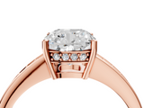 Rose gold Cushion Solitaire Pavé Band Prong Setting Ring_24