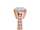 Rose gold Cushion Solitaire Pavé Band Prong Setting Ring_25