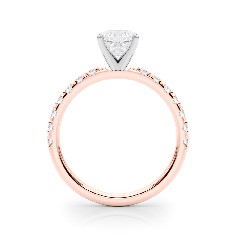 Rose gold Cushion Solitaire Pavé Band with Four-Prong Setting 2