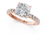 Rose gold Cushion Solitaire Pavé Band with Four-Prong Setting_160