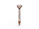 Rose gold Cushion Solitaire Pavé Band with Four-Prong Setting_161