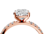 Rose gold Cushion Solitaire Pavé Band with Four-Prong Setting_163