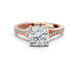 Rose gold Cushion Solitaire Pavé Band with Four-Prong Setting_49