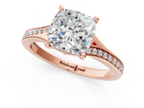 Rose gold Cushion Solitaire Pavé Band with Four-Prong Setting_50