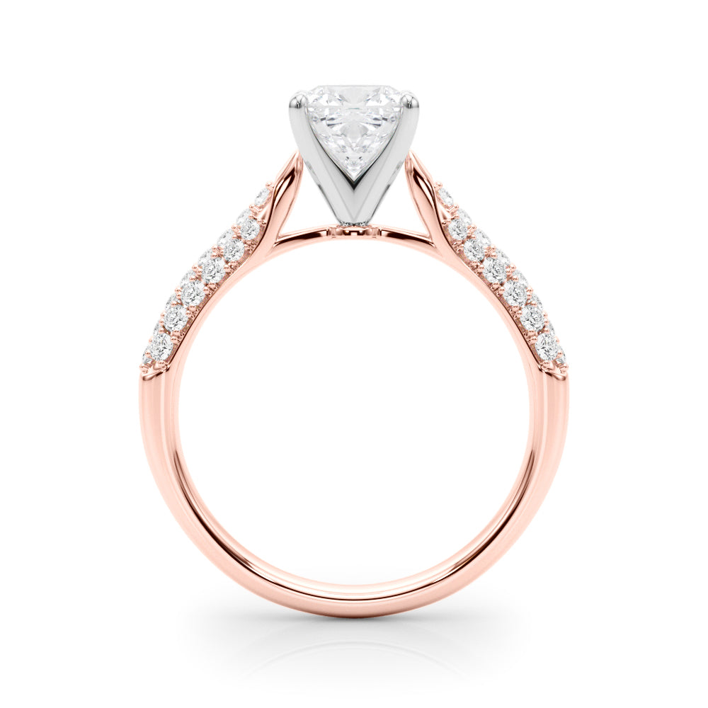 Rose gold Cushion Solitaire Pavé Diamond Engagement Ring with Four-Prong Setting 2