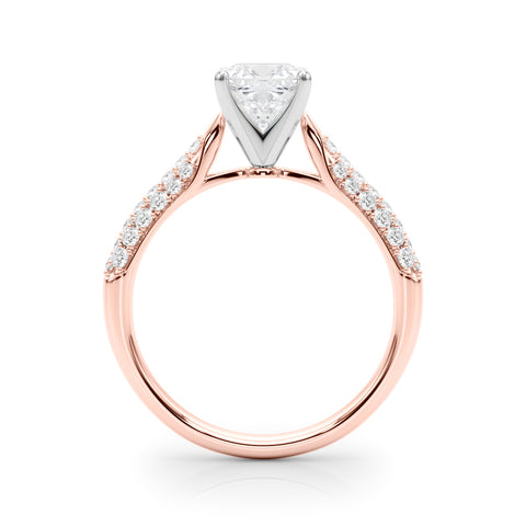 Rose gold Cushion Solitaire Pavé Diamond Engagement Ring with Four-Prong Setting 2