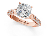Rose gold Cushion Solitaire Pavé Diamond Engagement Ring with Four-Prong Setting_124