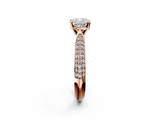 Rose gold Cushion Solitaire Pavé Diamond Engagement Ring with Four-Prong Setting_125