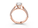 Rose gold Cushion Solitaire Pavé Diamond Engagement Ring with Four-Prong Setting_126