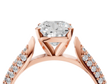 Rose gold Cushion Solitaire Pavé Diamond Engagement Ring with Four-Prong Setting_127
