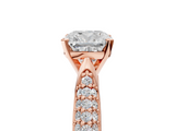 Rose gold Cushion Solitaire Pavé Diamond Engagement Ring with Four-Prong Setting_128