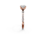 Rose gold Cushion Solitaire Pavé Diamond Engagement Ring with Four-Prong Setting_47