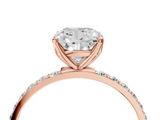 Rose gold Cushion Solitaire Pavé Diamond Engagement Ring with Four-Prong Setting_49