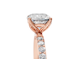 Rose gold Cushion Solitaire Pavé Diamond Engagement Ring with Four-Prong Setting_50