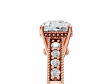 Rose gold Cushion Solitaire Pavé Diamond Milgrain Engagement Ring with Four-Prong Setting_11