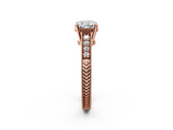 Rose gold Cushion Solitaire Pavé Diamond Milgrain Engagement Ring with Four-Prong Setting_8