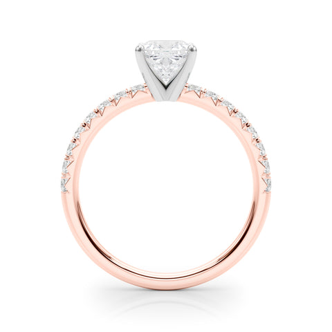 Rose gold Cushion Solitaire Pave Diamond Engagement Ring with Four-Prong Setting 2