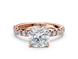 Rose gold Cushion Solitaire Pave Diamond Engagement Ring with Four-Prong Setting_348