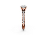 Rose gold Cushion Solitaire Pave Diamond Engagement Ring with Four-Prong Setting_350