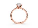 Rose gold Cushion Solitaire Pave Diamond Engagement Ring with Four-Prong Setting_351