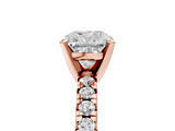 Rose gold Cushion Solitaire Pave Diamond Engagement Ring with Four-Prong Setting_353