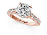 Rose gold Cushion Solitaire Pave Diamond Engagement Ring with Prong Setting_34