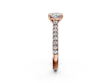 Rose gold Cushion Solitaire Pave Diamond Engagement Ring with Prong Setting_35