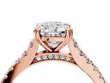Rose gold Cushion Solitaire Pave Diamond Engagement Ring with Prong Setting_37
