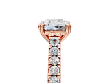 Rose gold Cushion Solitaire Pave Diamond Engagement Ring with Prong Setting_38