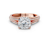 Rose gold Cushion Solitaire Pave Split Shank Engagement Ring with Six-Prong Setting_41
