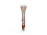 Rose gold Cushion Solitaire Pave Split Shank Engagement Ring with Six-Prong Setting_43