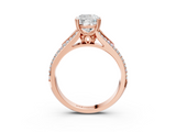 Rose gold Cushion Solitaire Pave Split Shank Engagement Ring with Six-Prong Setting_44