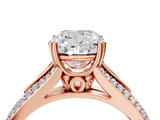 Rose gold Cushion Solitaire Pave Split Shank Engagement Ring with Six-Prong Setting_45