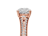 Rose gold Cushion Solitaire Pave Split Shank Engagement Ring with Six-Prong Setting_46