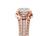 Rose gold Cushion Solitaire Pave Split Shank Ring with Four-Prong Setting_110