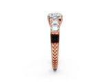 Rose gold Cushion Solitaire Princess Side Stone Engraved Band Prong Setting Ring_5