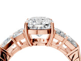 Rose gold Cushion Solitaire Princess Side Stone Engraved Band Prong Setting Ring_7