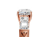 Rose gold Cushion Solitaire Princess Side Stone Engraved Band Prong Setting Ring_8