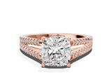 Rose gold Cushion Solitaire Split Shank Pavé Diamond Engagement Ring_294