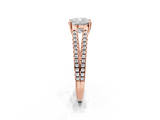 Rose gold Cushion Solitaire Split Shank Pavé Diamond Engagement Ring_295