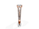 Rose gold Cushion Solitaire Split Shank Pavé Diamond Engagement Ring_296