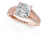 Rose gold Cushion Solitaire Split Shank Pavé Diamond Engagement Ring_297
